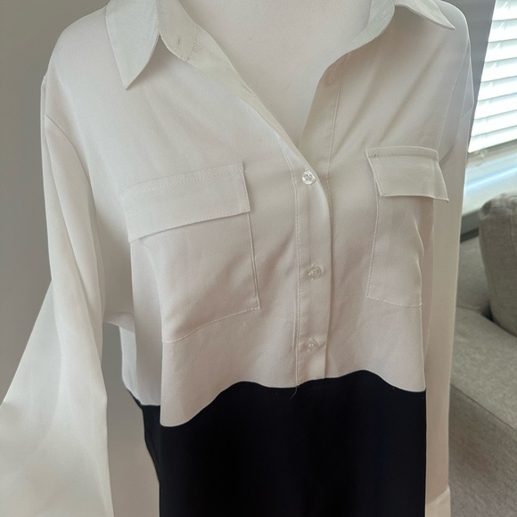 Calvin Klein Black and White Button Down Shirt - Picture 3 of 9